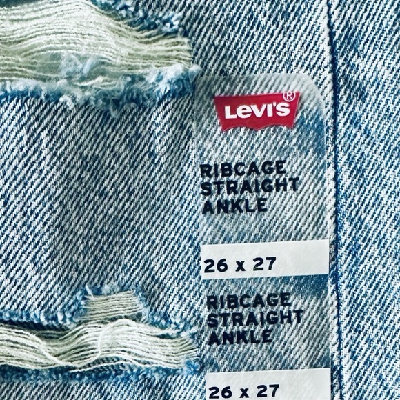 👖💙 LEVI’S Ribcage Straight Ankle Jeans | Sz 26 x 27 | Distressed Light Wash NWT - Picture 4 of 9